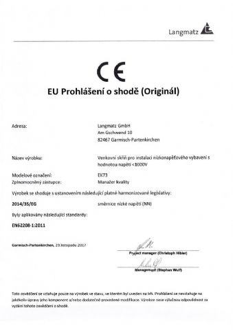 Prohlášení o shodě EK73 CZ