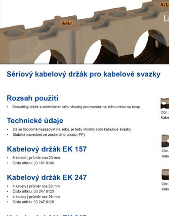 Držáky kabelů EK157, EK247, EK267, EK281